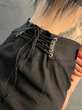 Yipinpay Gothic Mermaid Skirt Long Women Vintage Chinese Dragon Print High Waist Lace Up Slim Goth Black Maxi Skirt Streetwear