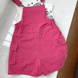 Yipinpay Fashion Women Shorts Jumpsuits And Rompers High Quality Solid Plus Size Woman Strap Rose Red Jeans Overalls Shorts Female