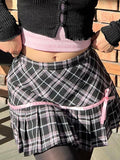 Yipinpay Sweet Cute Plaid Skirt Women Fairycore Grunge Pastel Goth High Waist Mini Skirt Harajuku Y2k E-girl Clubwear Skirt Femme