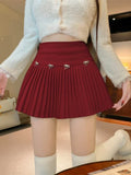 Yipinpay Mini Skirts Women Vintage Bow High Waist Slim Preppy Style Pleated Skirt Girl Fashion Streetwear Sweet Culottes