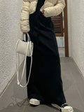 Yipinpay Streetwear Y2k Long Skirt Women Fashion Casual Black Lace-up High Waist Patchwork Sexy Slim Knitted Maxi Skirt Gothic