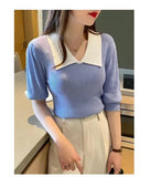 Yipinpay Shirts for Women Ice Silk Short Sleeve Black Tshirt Women Bubble Knitted Top Wild Slim Crop Top Ropa Mujer Y2k White Tee