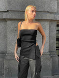 Yipinpay Ribbed Knit Tube Top Summer Strapless Casual Streetwear Long Bustier Tops For Women Black Hot Bandeau Tops Wrapped Corset