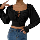 Yipinpay French Chic Blouse Halter Shirts Women Lantern Sleeve Shirt Tops Female Casual Ladies Blouses Autumn&Spring Blusas Dropship