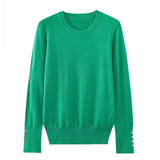 Yipinpay Autumn Women Solid Round Neck Long Sleeve Basic Knit Sweater Casual Pullover Tops