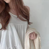 Yipinpay Spaghetti Strap White Doll Dress Women Casual Beach Sexy Vestidos Mujer Short Mini Dresses Summer