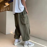Yipinpay Men Casual Pants Women Fashion Pocket Cargo Trousers Streetwear Loose Hip Hop Wide Leg Overalls Mens Functional Trousers M-2XL