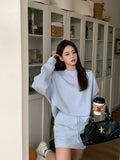 Yipinpay Hot Girl Casual Suit Women's Spring Bubble Bead O-neck Pullover High Waist Wrapped Hip Skirt Two-piece Set Female Clothes