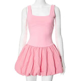 Yipinpay Patchwork Fluffy Mini Dress For Women 2024 Summer Beach Sleeveless Tank Short Dress Lady Chic Evening Party Vestidos