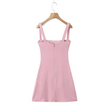 Yipinpay 2024 Women Chest Embroidery Sling Sexy Dresses Vintage Black Sleeveless Female Party Mini Robe