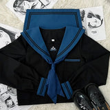 Yipinpay School Girl JK Uniform Skirts Suit Women Girl Bow Sailor Blouses Pleated Short Skirt Sailor Uniform JK Navy Costumes