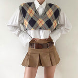 Yipinpay Y2k Vintage Belt Pleated Skirt Women Summer Sexy Korean High Waist A-line Mini Skirt Casual Preppy Style Kpop Streetwear