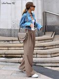 Yipinpay Fashion Brown Women Baggy Pants Patchwork Low Waist Loose Fit Trousers Streetwear Oversized Cargo Pants Female 2023