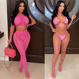 Yipinpay Piece Bikinis Bathing Suit Women Rhinestone Swimwear Mesh Cover Up + Bra + Panties + Fishnet Beach Outfits