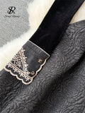 Yipinpay French Retro Dress Fashion High Quality Embroidery Velvet Long Sleeves Women Elegant Belt Design A Line Court Dress