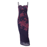 Yipinpay Vintage Elegant Dress Women Aesthetic Mall Gothic Lace Patchwork Spaghetti Strap High Waist Bodycon Party Dress Female