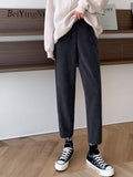 yipinpay Korean Casual Harem Pants Women Solid Autumn Winter High Waisted Sweatpants Female Pockets Loose Harajuku Pants Ladies
