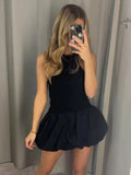 Yipinpay Patchwork Fluffy Mini Dress For Women 2024 Summer Beach Sleeveless Tank Short Dress Lady Chic Evening Party Vestidos