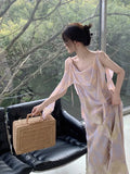 Yipinpay Vintage Dresses Women Sleeveless Bandage Floral Ruffles French Style Temperament Summer New Elegant Dress Ladies