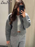 Yipinpay New Spring Zipper Sweater Women's Elegant Knitted Long Sleeve Bomber Jacket Female Round Collar Lady Casual Street Chic Top
