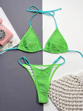 Yipinpay Bikini Push Up Women Swimsuit Color Block Swimwear Female Brazilian Bikini Set Ribbed Swimming Suits Beachwear Biquini