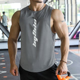 Yipinpay Men Fashion Sports Vest Letter Print Round Neck Wide Shoulder Sleeveless Tank Tops Quick-Drying Breathable Basketball T-Shirts