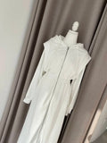 Yipinpay Hooded Zip Sweatshirt Dress Long Casual Cloth 2023 Dress for Women Wild Black Grey High Waist Swing Maxi Sweater Vestidos