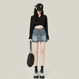 Yipinpay Blue Jean Skirt For Women Sexy 2023 Summer Korean Fashion Female Mini Black Short Denim Skirt High Quality Casual Clothes