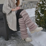 Yipinpay Womens Casual Knitted Leg Warmers Fashion Solid Color Leg Warmers Lolita Socks Accessories Skin Friendly Streetwear