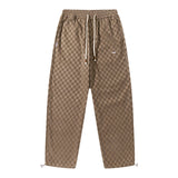 yipinpay Women Vintage Streetwear Checkerboard Straight Pants High Waist Casual Baggy Wide Leg Sports Pants Trouser Ladies Summer
