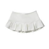 Yipinpay Summer 2024 Y2K Gray Side Zipper Pleated Mini Skrit Women Sexy Low Waist Short Skater Skirts