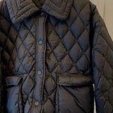 Yipinpay Women's Black Parkas Turn Down Collar Argyle Jacket Pocket Autumn Winter Plaid Coat Chaquetas Mujer Roupas Femininas Jaqueta