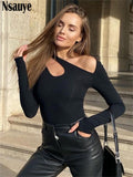 yipinpay Bodysuit Women Skinny Long Sleeve Button Sexy Hollow Out Night Club Y2K Fashion Bodysuit Outfits 2023 One Piece Body Tops