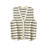 Yipinpay 2024 Women Fashion Single Breasted Striped Tank Top Sexy Sleeveless Ladies Summer Crop Top