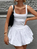 Yipinpay Patchwork Fluffy Mini Dress For Women 2024 Summer Beach Sleeveless Tank Short Dress Lady Chic Evening Party Vestidos