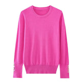 Yipinpay Autumn Women Solid Round Neck Long Sleeve Basic Knit Sweater Casual Pullover Tops