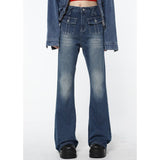 yipinpay High Waist Women Jeans Flare Pants Vintage American Fashion Street Wide Leg Jean Female Denim Trouser Baggy Denim Pants