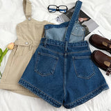 Yipinpay Denim Jumpsuits Women Spring Summe Retro Short Fashion One-shoulder Wide Leg Pants 2024 New Cool Girls Streetwear