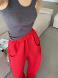 Yipinpay Loose Sweatpants 2023 Autumn Women Red Sport Pants High Waist Loose Trouser Female Fashion Streetwear Straight Pants