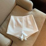 Yipinpay Wide Leg Black Suit Shorts Feminino Women Wild Pantalones Cortos De Mujer High Waist Sexy High Waist Zip Mujer