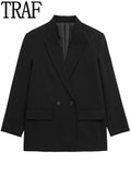 Yipinpay 2023 Black Oversize Blazer Woman Double Breasted Office Elegant Female Blazer Casual Long Sleeve Women's Spring Jacket
