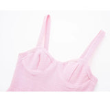 Yipinpay Pink Corset Dress Woman Ruffle Summer Long Dress Women Textured Backless Sexy Dresses Elegant Party Dresses For Women