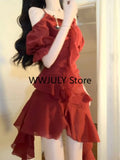 Yipinpay French Elegant Y2k Mini Dress Even Party Short Sleeve Dress Woman Vintage One Piece Dress Korean Fashion 2024 Summer Chic