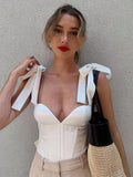 Yipinpay 2023 New Bowknot Fishbone Sling Spice Girl Tank Top Short Open Umbilical Clothes Women's Summer Butterfly Top