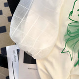 Yipinpay Ropa Mujer Aesthetic Bow Bubble Short Sleeved T-shirts Kawaii Clothes Graphic T Shirts White 3D Plaid Tshirt Y2k Tops