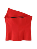 Yipinpay Red Corset Top Woman Off Shoulder Tops For Women Bustier Asymmetric Crop Top Woman Party Night Backless Lingerie Sexy Tops