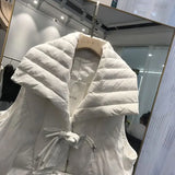 Yipinpay Coats Outwear Overcoat Large Lapel Buckle Waistcoat Warm Vest Black White Chaleco Mujer 2023 Vest for Women Jacket Tops