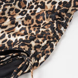 Yipinpay Sexy Women Side Drawstring Strapless Leopard Bodysuit Summer Romper Body Mujer Playsuit Tops