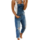 Yipinpay Sale Suspenders Denim Jumpsuit For Women Fashion Ripped Jeans Jumpsuit Casual Female Clothing S-3XL Drop Shipping