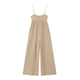 Yipinpay Textured Long Jumpsuits Woman 2023 Summer Wide Leg Jumpsuit For Women Backless Baggy Jumpsuit Woman Sexy Women's Overalls